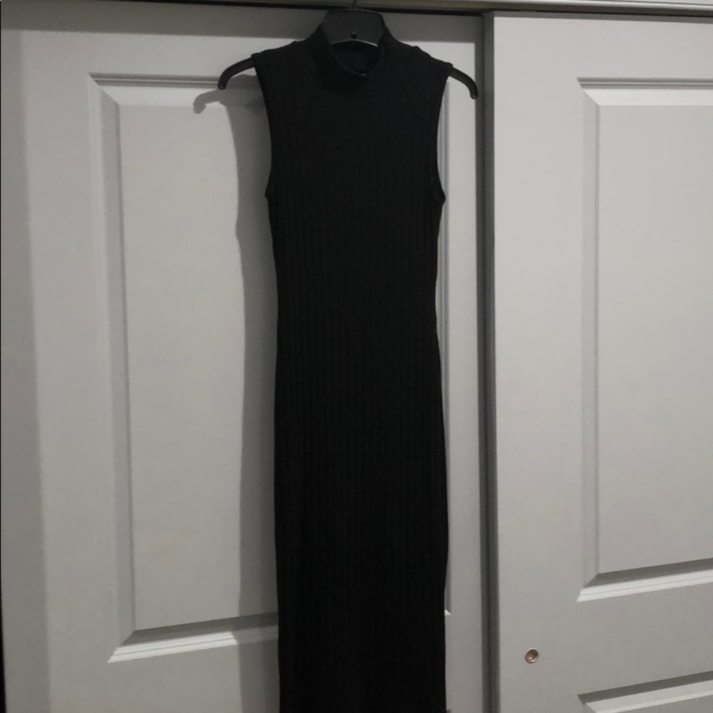 Adam Levine Black Ribbed Bodycon Sweater Dress